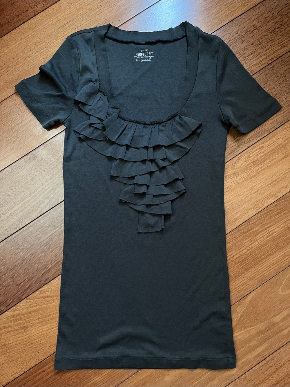 NWOT J. Crew Perfect Fit Ruffled Scoopneck Tee